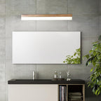 [Open-Box]Natural Wooden LED Bathroom Vanity Light with Plastic Shade Mirror Lighting Fixture