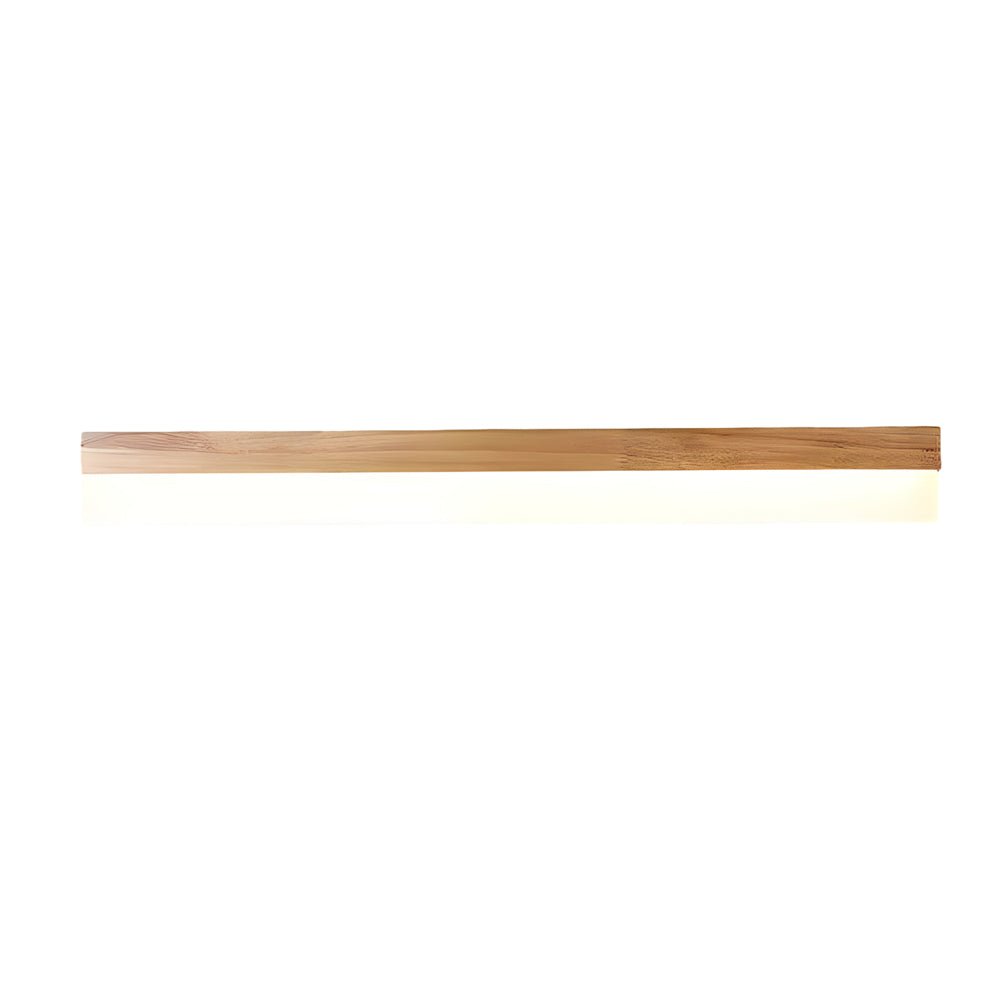 [Open-Box]Natural Wooden LED Bathroom Vanity Light with Plastic Shade Mirror Lighting Fixture
