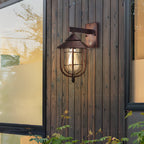 Nautical Wall Sconce Wrought Iron Glass Outdoor Light