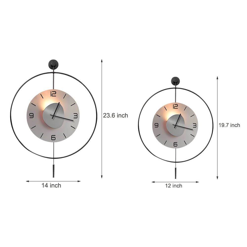 Night Light Wall Clock Round LED Floating Metal Light