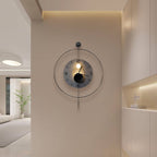Night Light Wall Clock Round LED Floating Metal Light