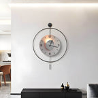 Night Light Wall Clock Round LED Floating Metal Light