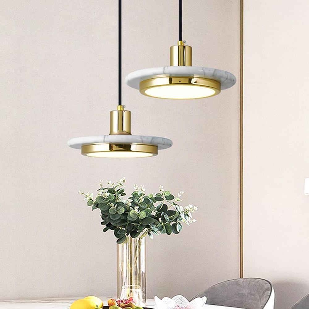 Double Circle Pendant Lighting Classic Metal Marble Ceiling Lights