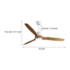 [Open-Box]Nordic 52-Inch 3-Blade Wooden Ceiling Fan Light with Remote, 6-Speed