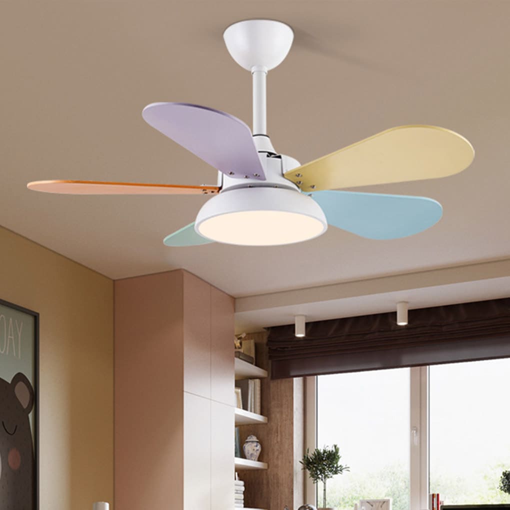 Nordic Frequency Conversion Cartoon Reversible Noiseless Kids Ceiling Fan with Lights