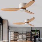 Natural Wood Ceiling Fan with Light Nordic LED Light