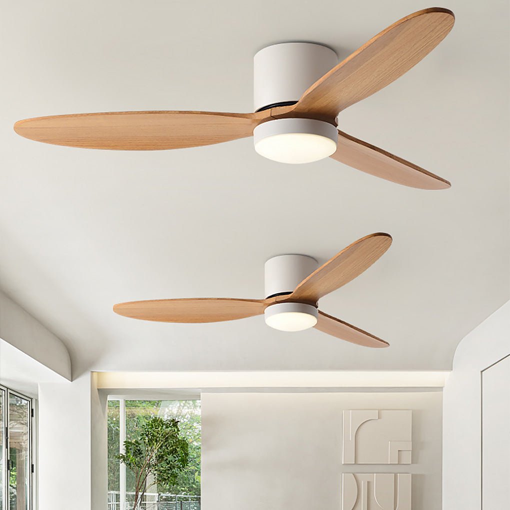 Natural Wood Ceiling Fan with Light Nordic LED Light