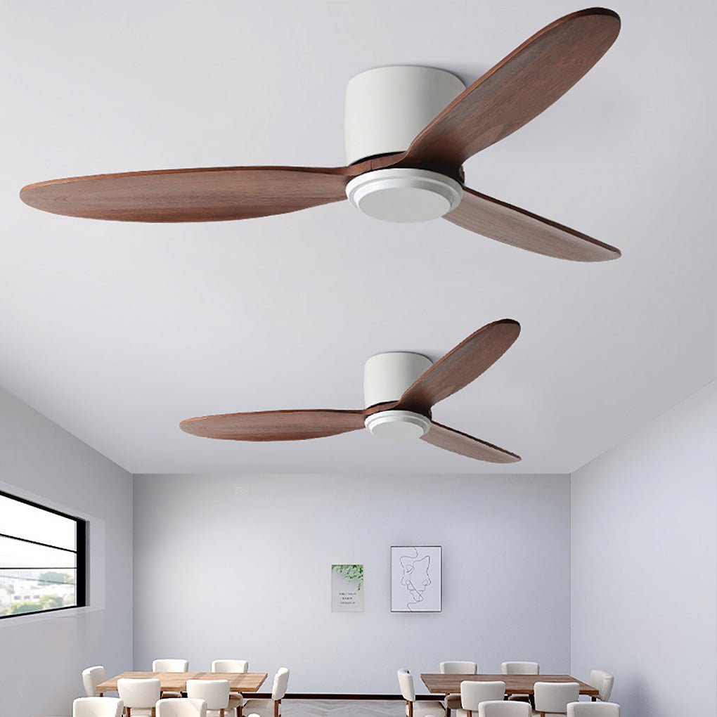 Natural Wood Ceiling Fan with Light Nordic LED Light
