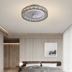 Nordic Hollow Minimalist Three-color Dimming Integrated Bladeless Ceiling Fan Lamp