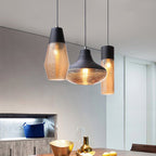 Nordic Modern Minimalist Spiral Pattern Glass Chandelier for Cafe Bedside Bar