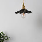 Nordic Vintage Ceramic Pleated Design Brass LED Pendent Lighting for Bedside Dining-table