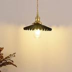 Nordic Vintage Ceramic Pleated Design Brass LED Pendent Lighting for Bedside Dining-table