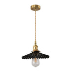 Nordic Vintage Ceramic Pleated Design Brass LED Pendent Lighting for Bedside Dining-table