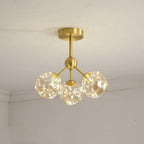 3-Globe Copper Glass Semi Flush Mount Lighting Ceiling Lights for Bedroom