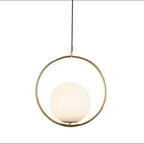 Gold Ring & Globe Glass Pendant Light Nordic Hanging Lamp