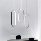 Modern Curved 3 Oval Chandeliers Aluminum Ceiling Light