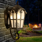 [Open-Box] Vintage Glass Waterproof Black European-style Outdoor Wall Lamp Exterior Lights