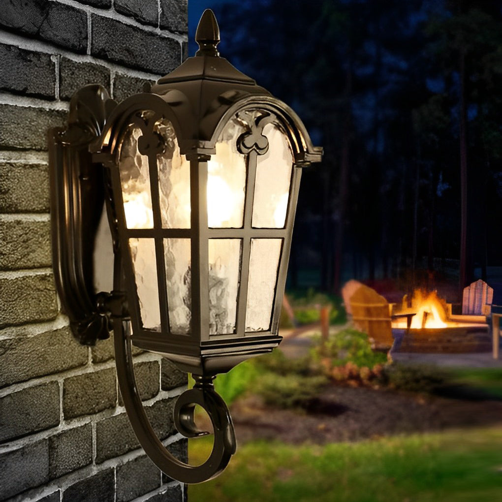 [Open-Box] Vintage Glass Waterproof Black European-style Outdoor Wall Lamp Exterior Lights