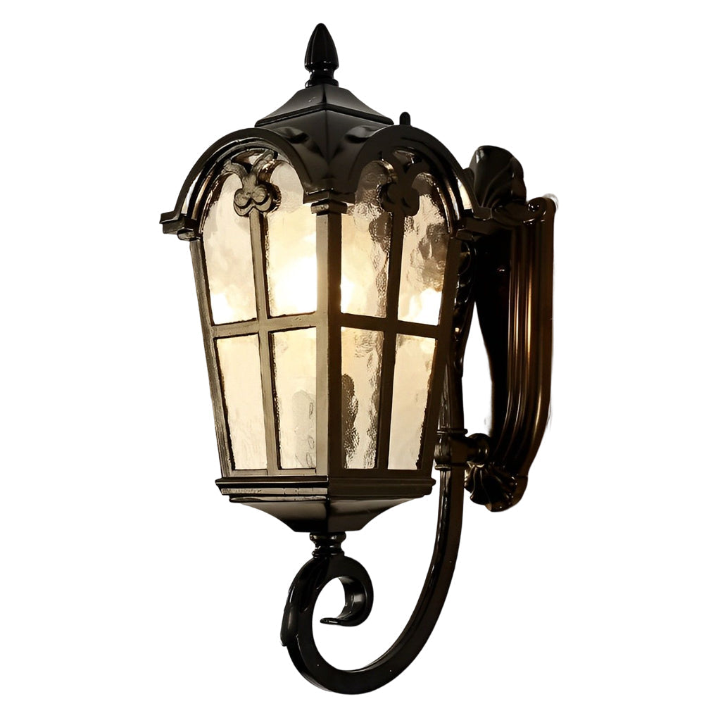 [Open-Box] Vintage Glass Waterproof Black European-style Outdoor Wall Lamp Exterior Lights