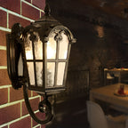 [Open-Box] Vintage Glass Waterproof Black European-style Outdoor Wall Lamp Exterior Lights