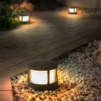 Modern Round Outdoor Post Light Double-Layered Lampshade Light