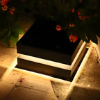 Outdoor Solar Lights Deck Modern Square Waterproof Black Light