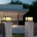 Outdoor Stone Pillar Lights Square Solar Fence Light