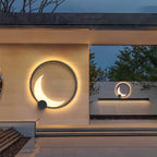 Decorative Outdoor Wall Lights Gray Waterproof Ring Crescent Lamp