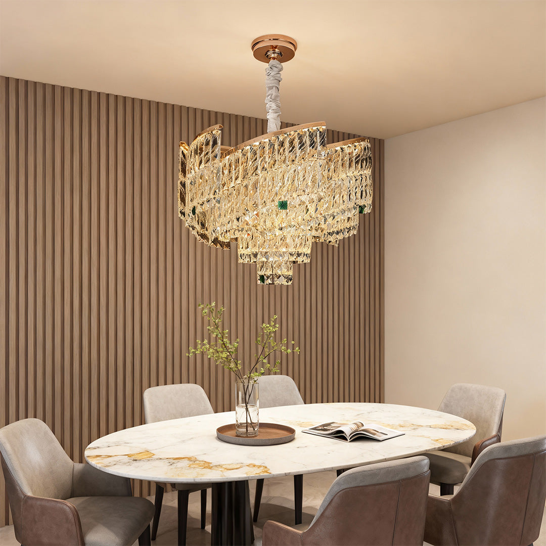 Crystal Pendant Chandelier Luxury Carbon Steel Ceiling Light