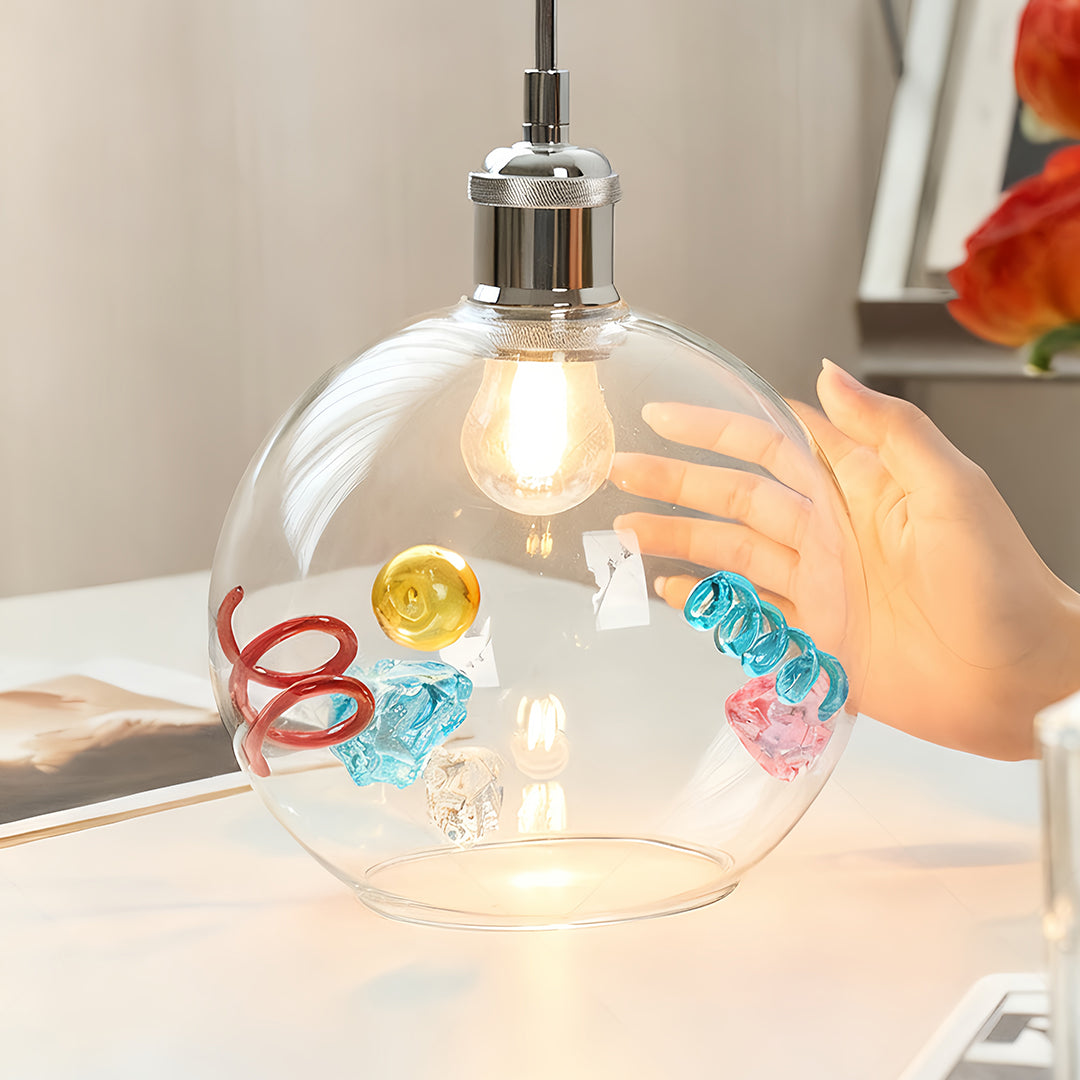 Coloured Glass Pendant Lights Globe Art Deco Ceiling Light