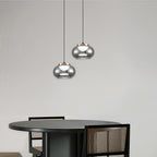 Gray Glass Pendant Light Globe Full-Spectrum Metal Ceiling Light