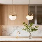 Gold and White Pendant Light with a Minimalist Stylish Ceiling Light
