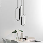 Modern Curved 3 Oval Chandeliers Aluminum Ceiling Light