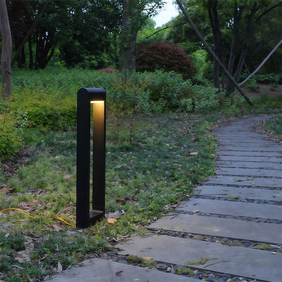 Pathway Bollard Lights Minimalist Black Square Outdoor Light