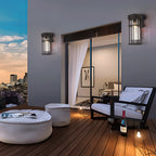 Waterproof Black Outdoor Wall Sconce Light Glass Lampshade Design