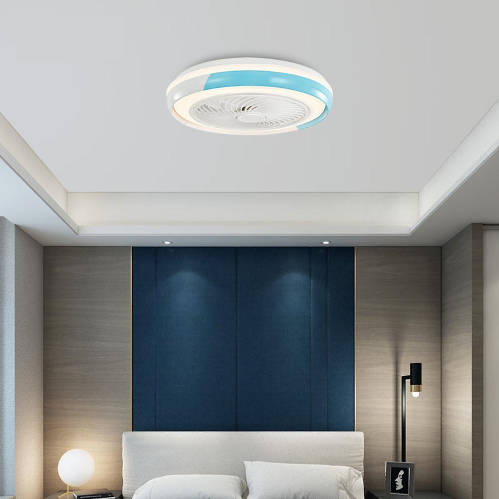 Dimmbale Morden Round Flush Mount Bladeless Ceiling Fan with LED Light