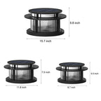 Pillar Solar Light Round Waterproof LED Black Modern Light