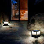 Pillar Solar Lights for Outdoors Retro Black Fence Light