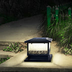 Pillar Solar Lights for Outdoors Retro Black Fence Light