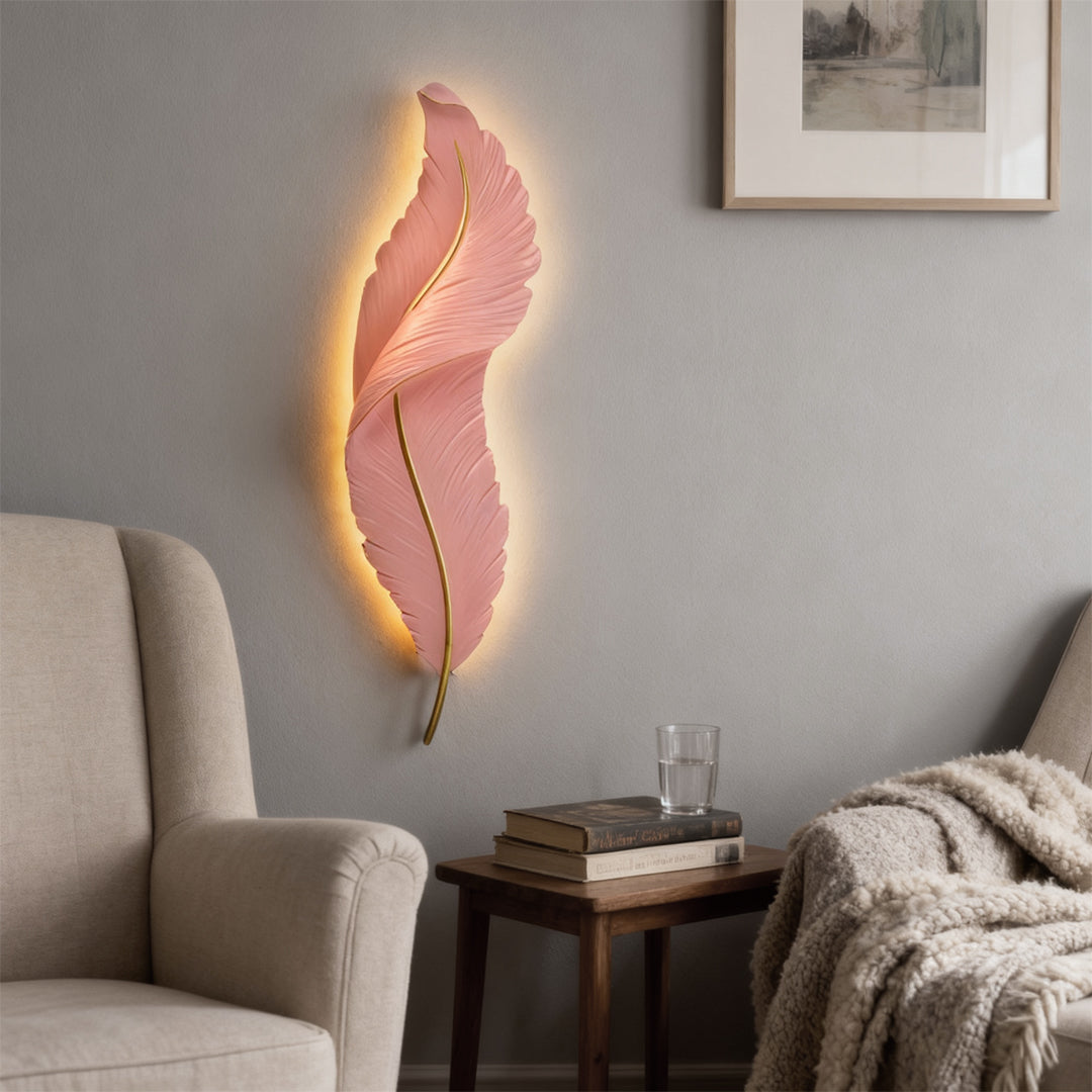 Feather Wall Light Modern Luxury LED White Resin Art Corridor Lamp