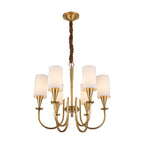 Copper Chandelier Modern Fabric Lampshade Ceiling Light