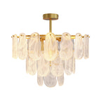 Midcentury Modern Chandelier Full-Copper Glass Ceiling Light