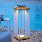 Solar Wooden White Outdoor Lantern Modern Outdoor Multi-Purpose Lights