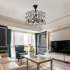 Postmodern Minimalist Living Room Crystal Chandelier with Three-color Led