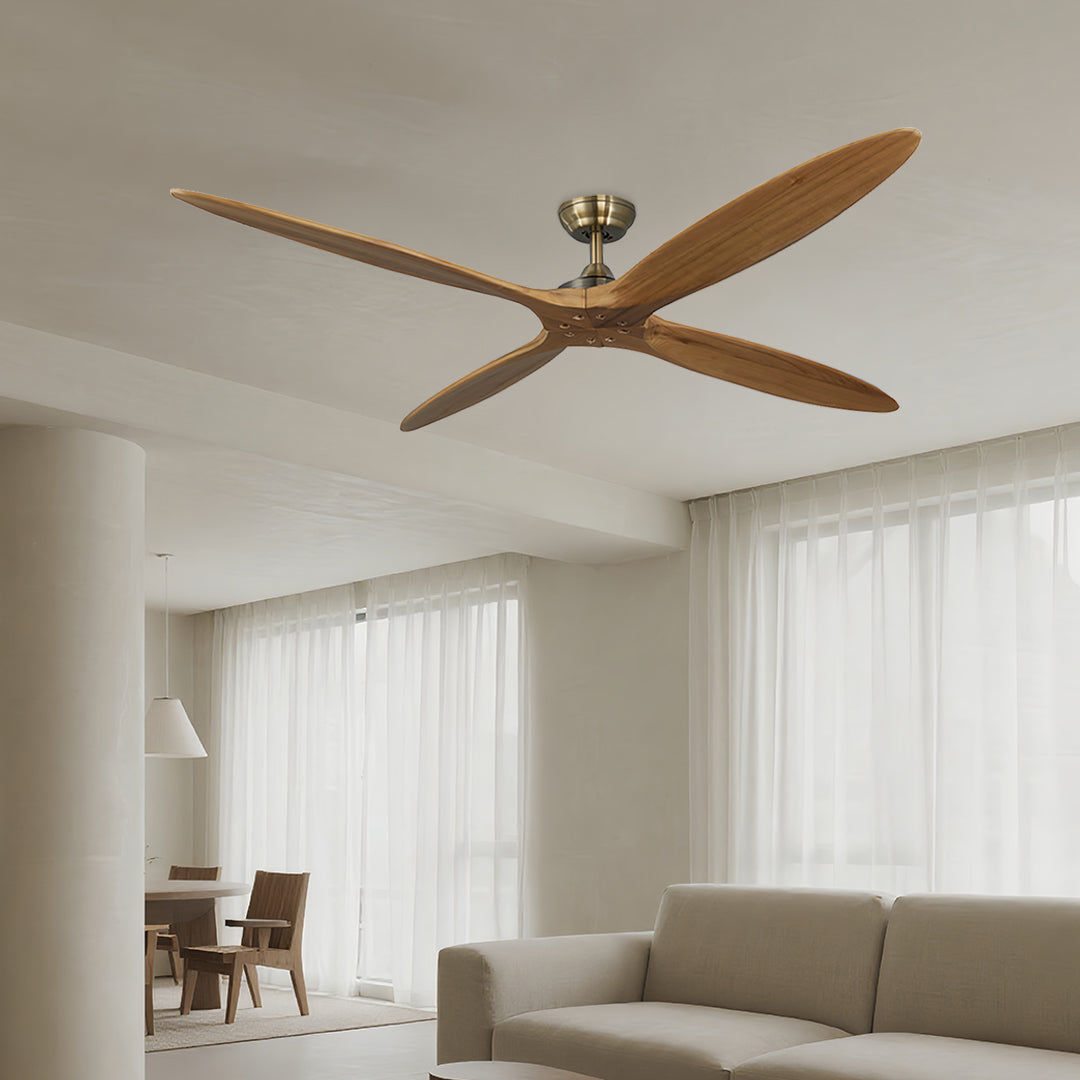 Remote Controlled Ceiling Fan Modern Style Large Wood Propeller Fan