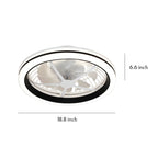 White Flush Mount Ceiling Fan with Light Plastic Round Design Lamp