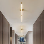 Linear Semi Flush Mount Light Minimalist Black Gold LED Ceiling Lamp