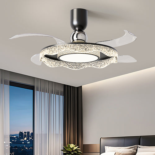(BF302) BEMFAN 2026 New Retractable Ceiling Fan with Light, 42-inch Modern Ceiling Fan with Remote Control and Dimmable LED Light, three color dimming, 6-Speed Fan Light, Suitable for Bedroom, Dining Room, Living Room, Applicable Voltage Range: 100-240V