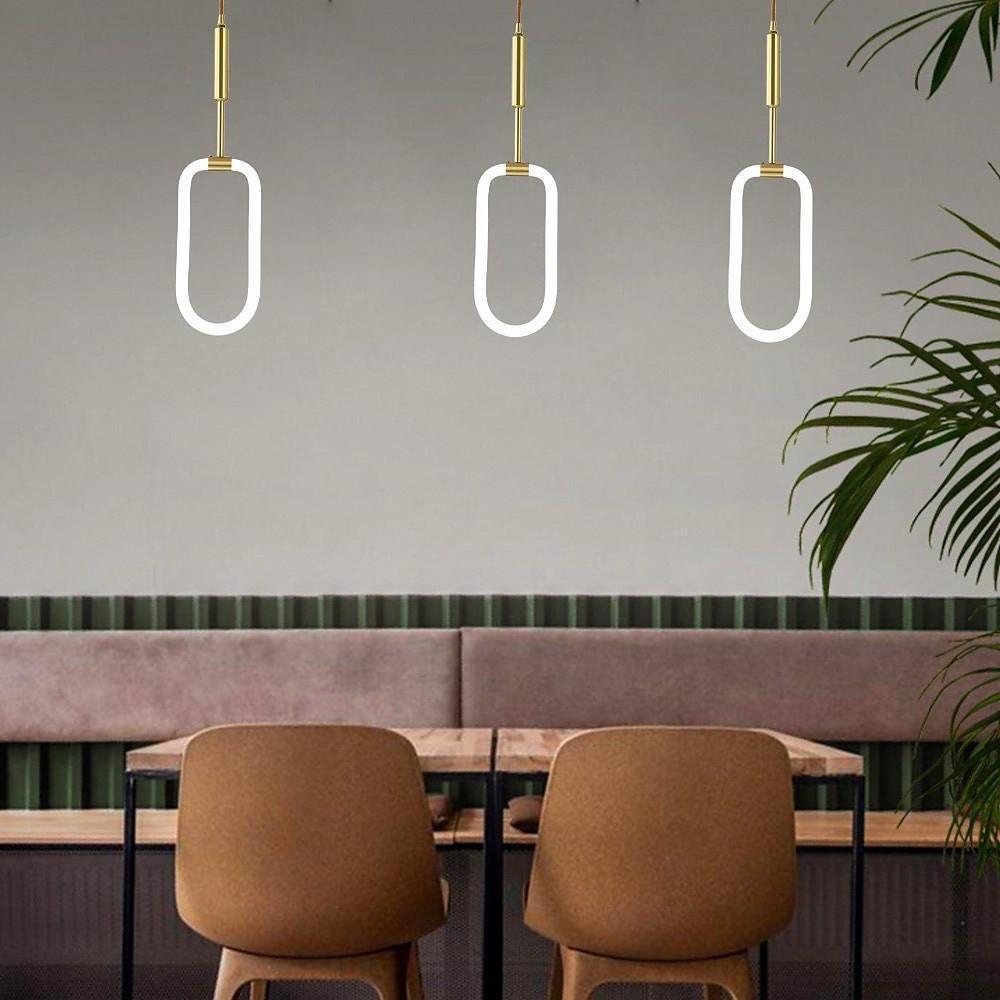 Rounded Rectangular Copper LED Nordic Pendant Light