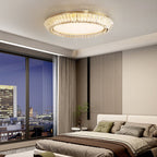 Quicksand Drum Crystal Chandelier Flush Mount Titanium Gold Ceiling Light